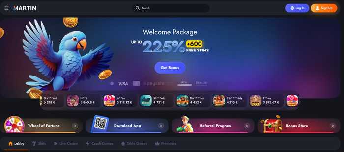 martin casino review - blue bird header withdeposit bonus information